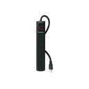 Multicontacto 14 AWG 6 ent., sup. de picos 450 joules, negro