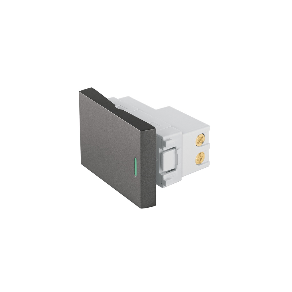Interruptor sencillo acero inox de 1.5 módulos, línea Lisboa