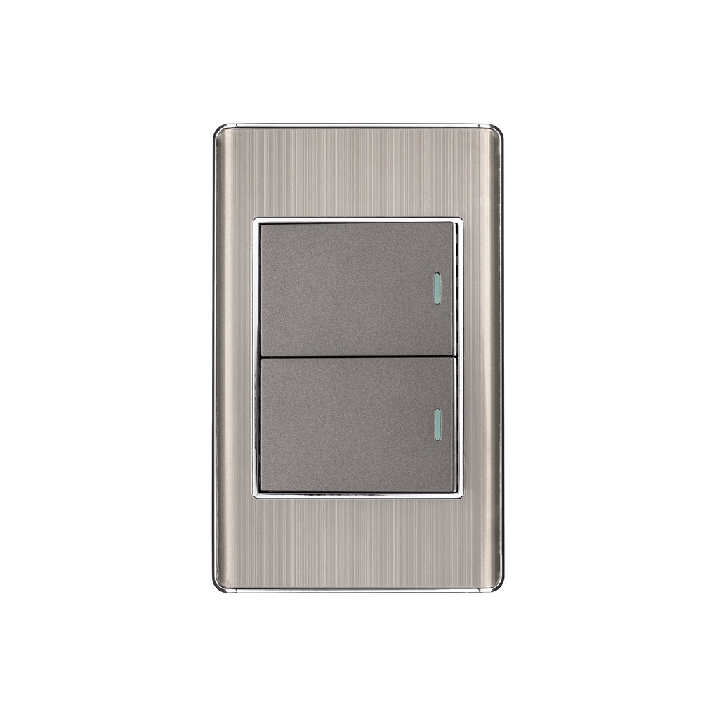 Placa armada acero inox 2 interruptores 1.5 módulos, Lisboa