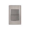 Placa armada acero inox 2 interruptores 1.5 módulos, Lisboa