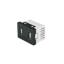 Toma con 2 puertos USB negro de 1.5 módulos, línea Lisboa