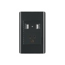 Placa armada negra contacto y 2 puertos USB 1.5 mód, Lisboa