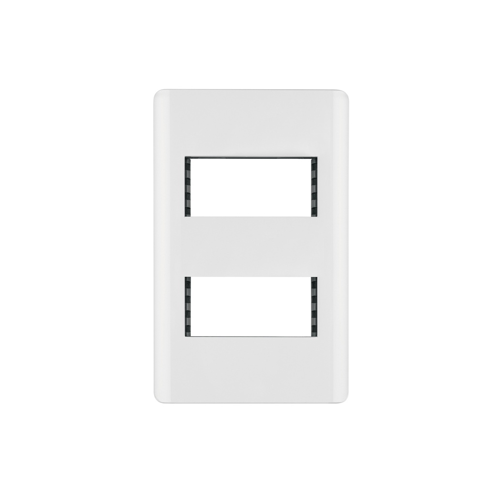 Placa blanca de 2 ventanas 1 módulo, línea Lisboa, VOLTECK