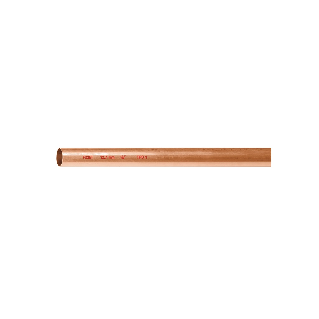 Tubo rígido de cobre 1/2' tipo 'N', 3m, 0.5kg, FOSET
