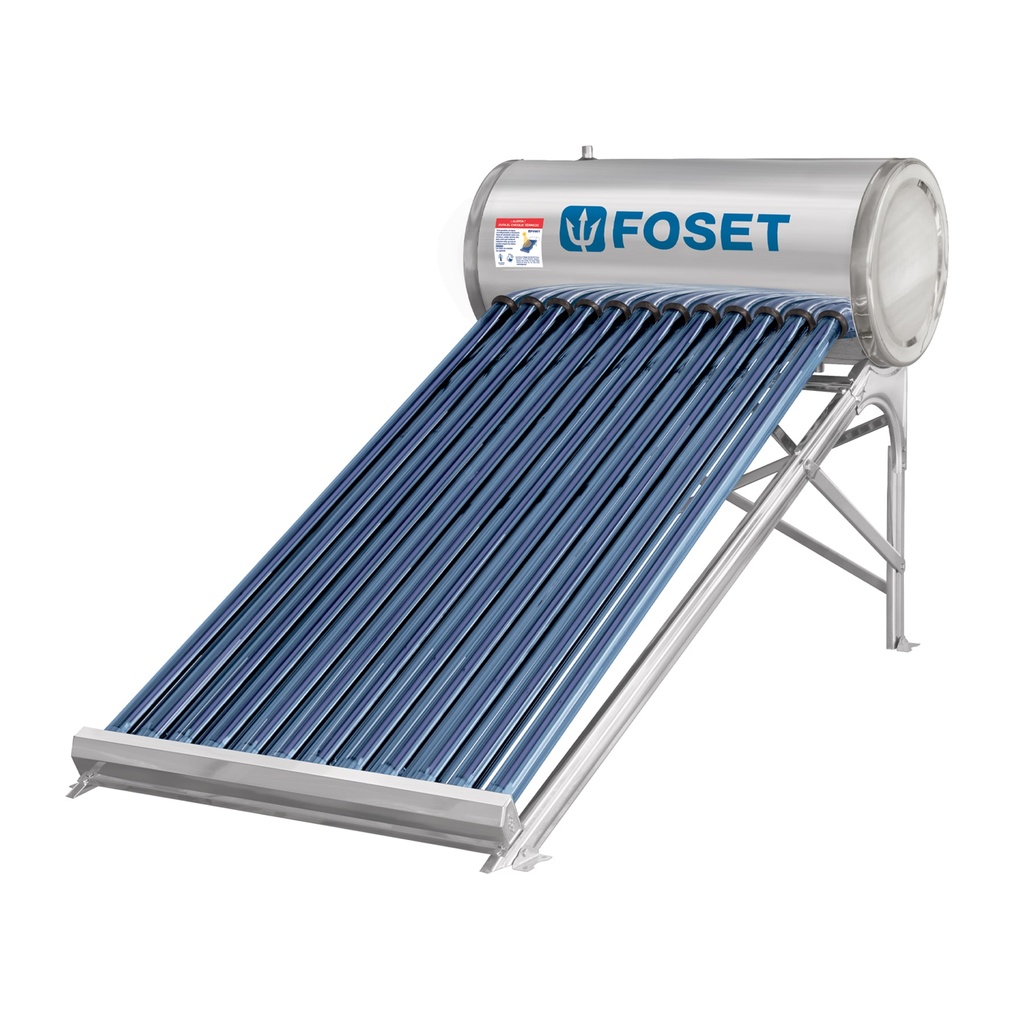 Calentador solar de agua, 12 tubos, 150L, 4 personas, FOSET