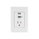 Contacto 2polos + tierra con 2 puertos USB, Oslo, blanco