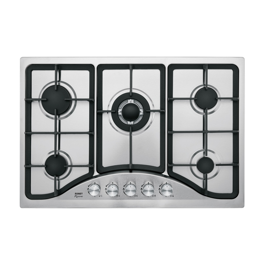 Parrilla gas empotrable 75cm, 5 quem, acero inox, RIVIERA