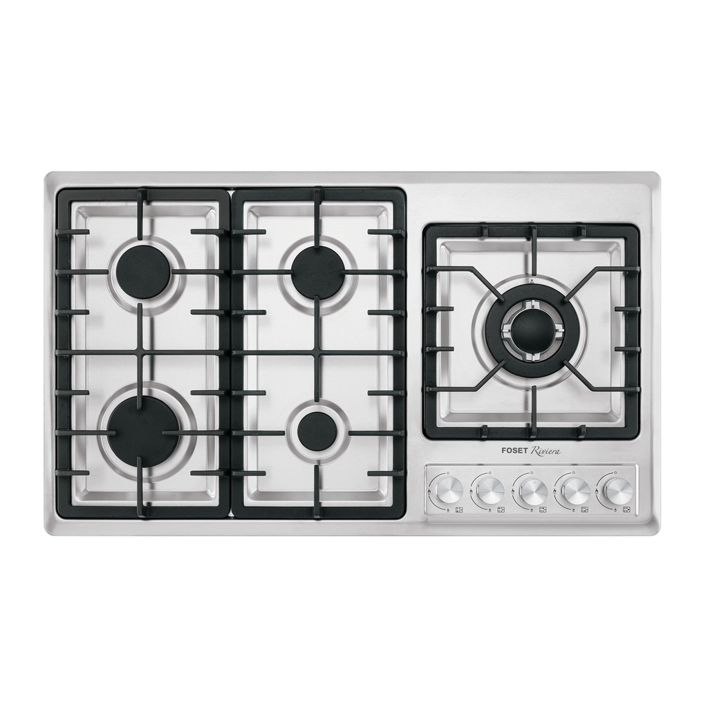 Parrilla gas empotrable 90cm, 5 quem, lateral, inox, RIVIERA