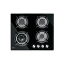 Parrilla gas empotrable 60cm, 4 quem, vidrio negro, RIVIERA