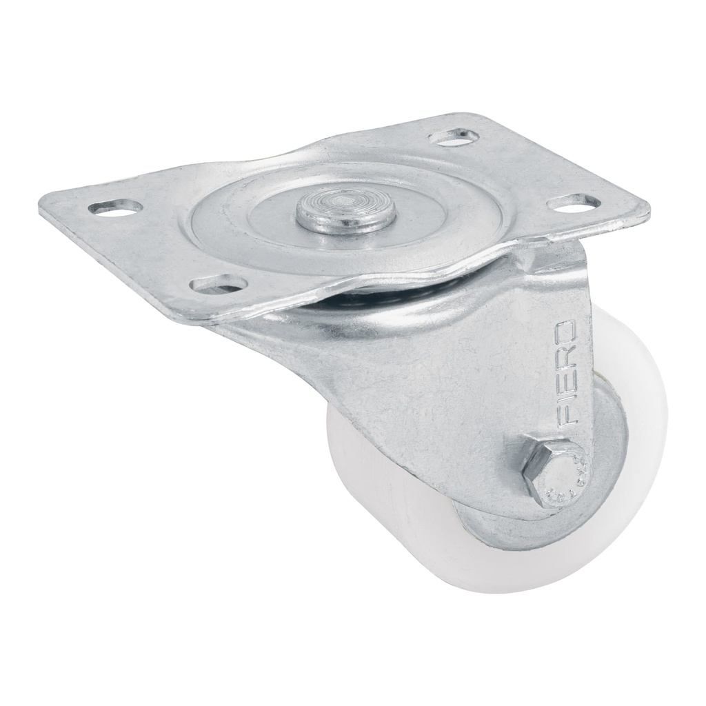Rodaja de polietileno 2-1/2 placa giratoria con balero FIERO
