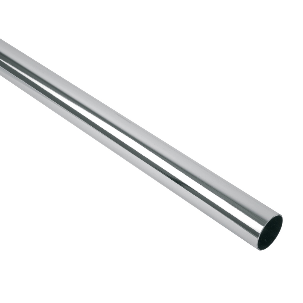 Tubo redondo para clóset, 3.0 m, acero cromado, HERMEX