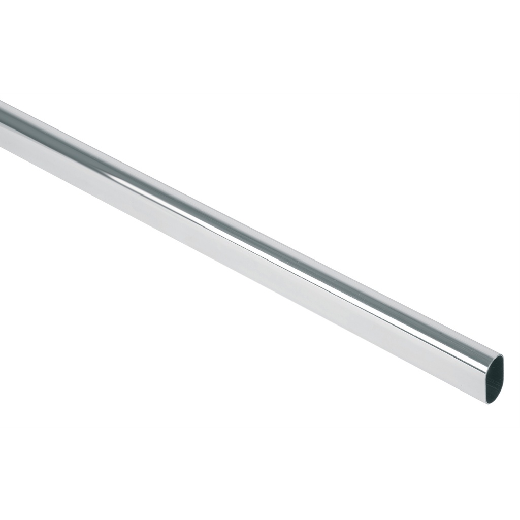 Tubo ovalado para clóset, 3.0 m, acero cromado, HERMEX