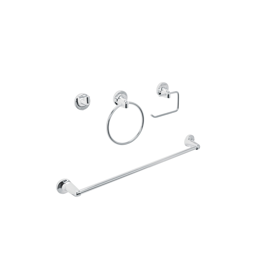 Juego de 4 accesorios para baño, cromo, FOSET AQUA