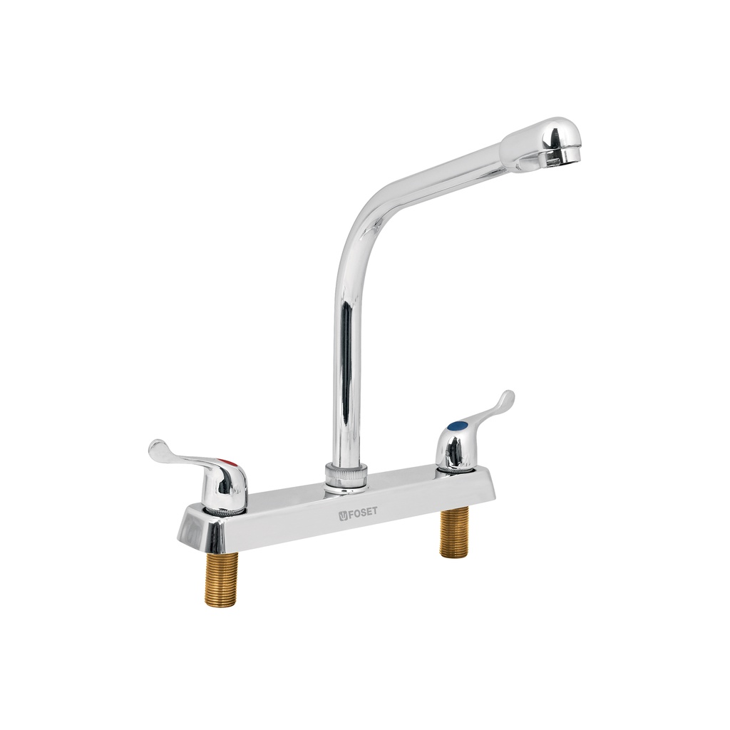 Mezcladora 8' fregadero cromo, cuello cobra, palanca, BASIC