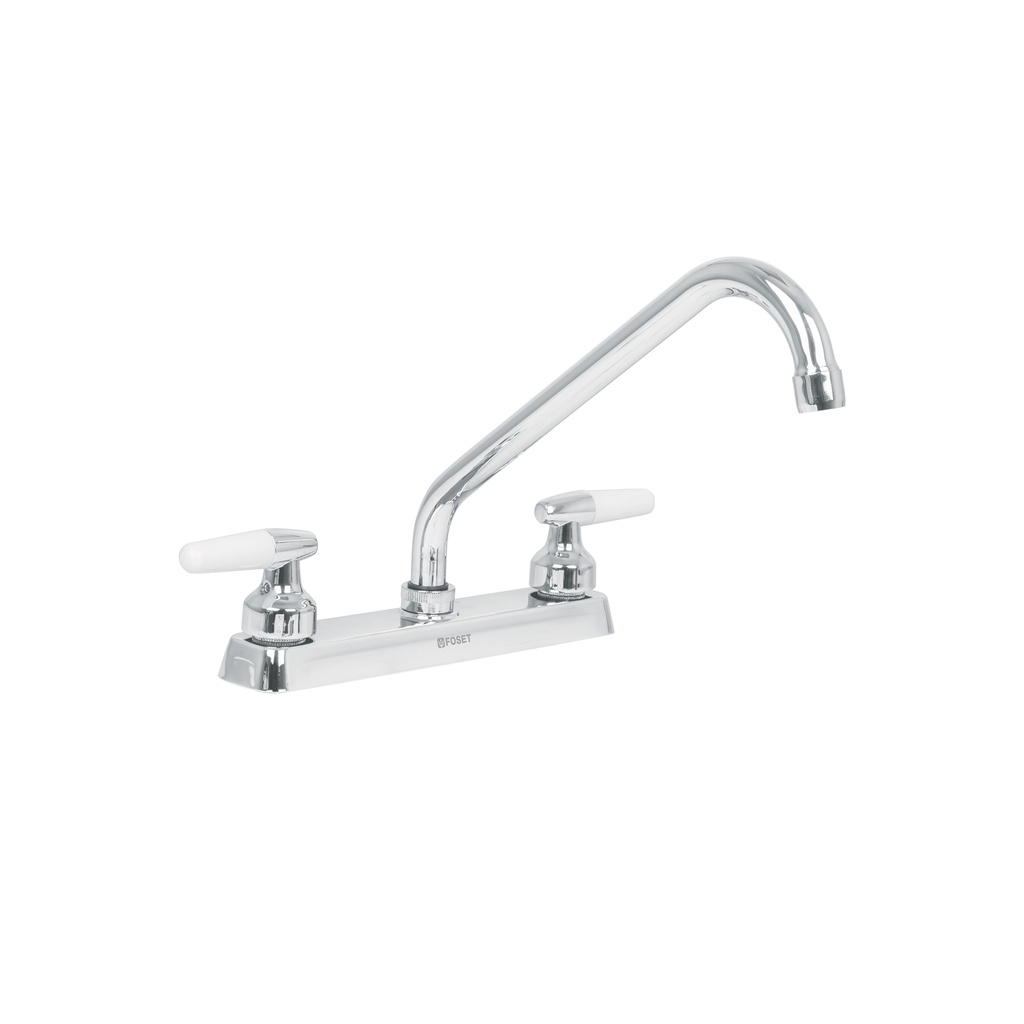 Mezcladora 8' fregadero cromo, cuello largo, cono, BASIC