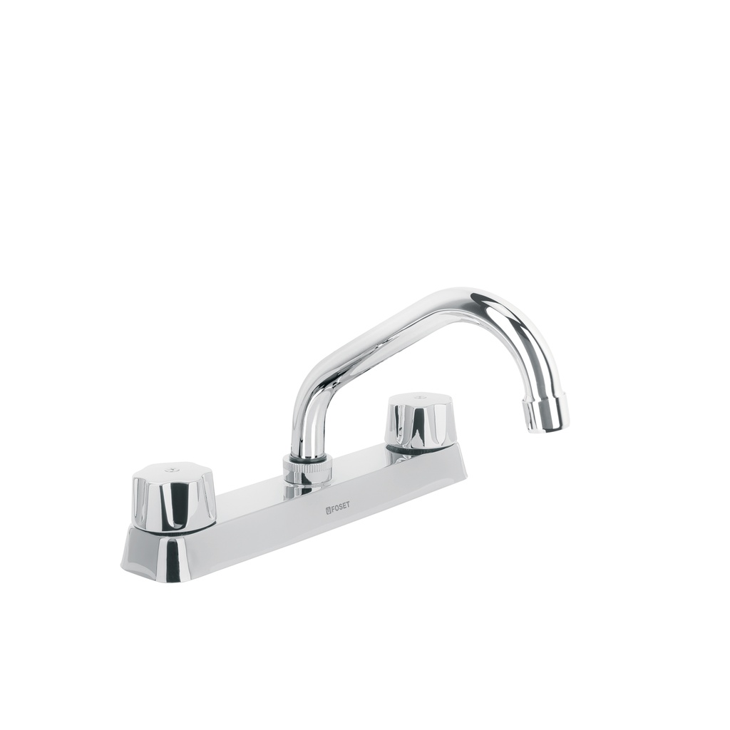 Mezcladora 8' fregadero cromo, cuello corto,hexagonal, BASIC