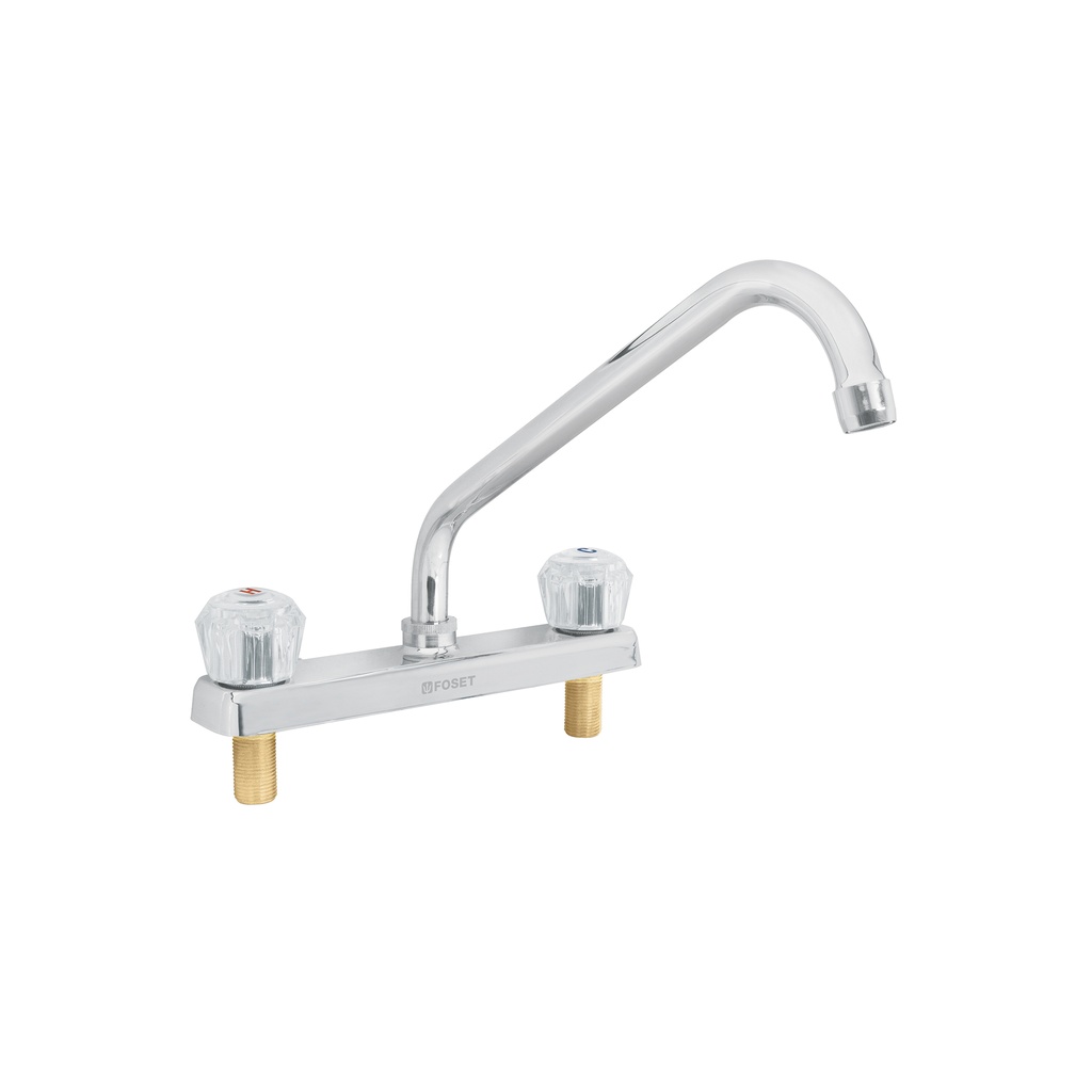 Mezcladora 8' fregadero cromo, cuello largo, acrílico, BASIC