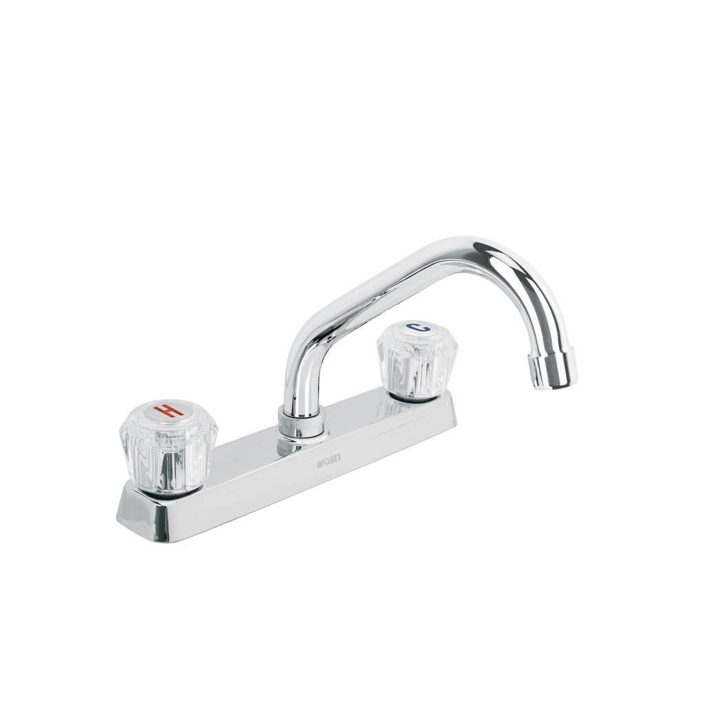 Mezcladora 8' fregadero cromo, cuello corto, acrílico, BASIC