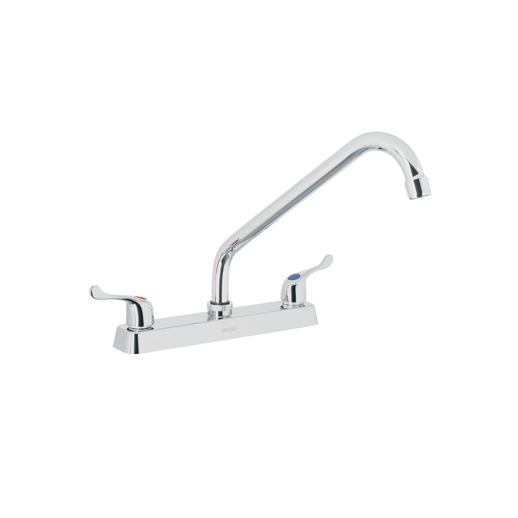 Mezcladora 8' fregadero cromo, cuello largo, palanca, BASIC