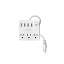 Multicontacto 16 AWG doméstico 3 entradas 4 ptos USB, blanco