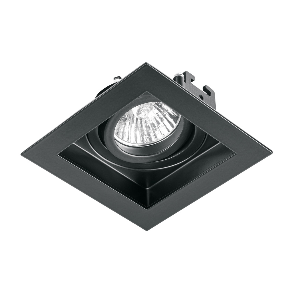 Luminario empotrable con 1 spot dirigible, negro, VOLTECK