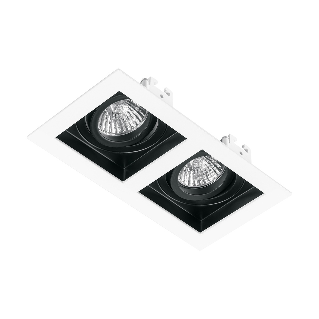 Luminario empotrable con 2 spots dirigibles, blanco, VOLTECK