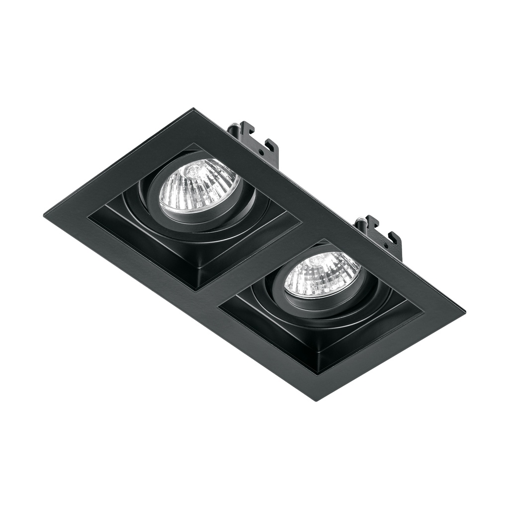 Luminario empotrable con 2 spots dirigibles, negro, VOLTECK