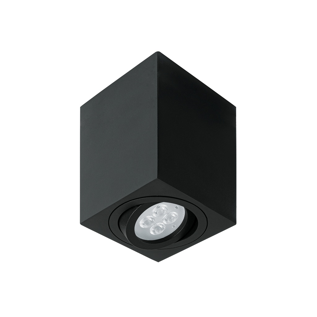 Luminario de sobreponer c/spot dirigible, cuadrado, negro
