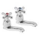 Juego 2 llaves individuales para lavabo, cromo, cruceta,AQUA