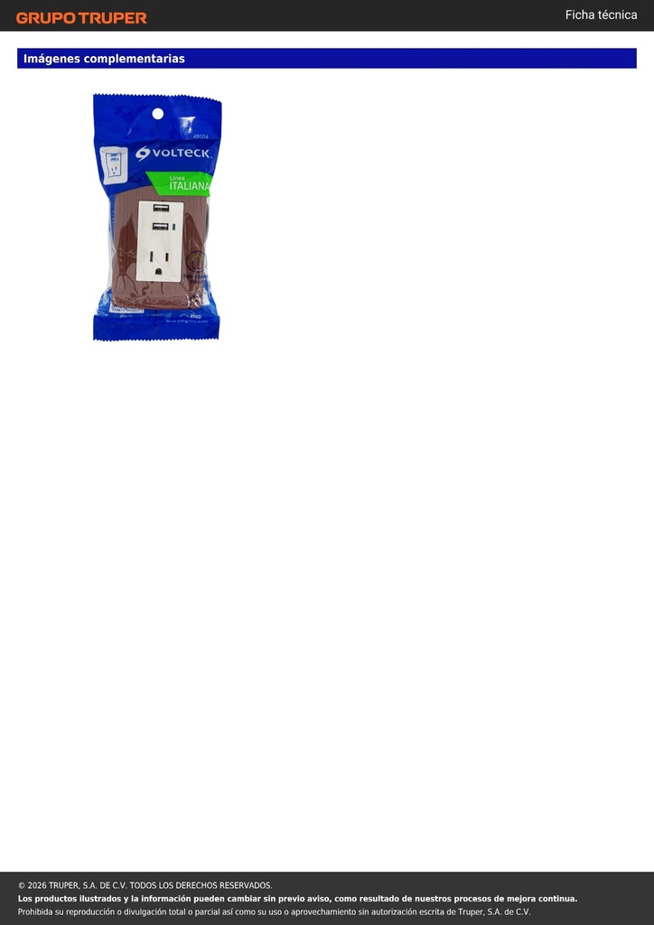 Contacto aterrizado + 2 puertos USB, madera, línea Italiana