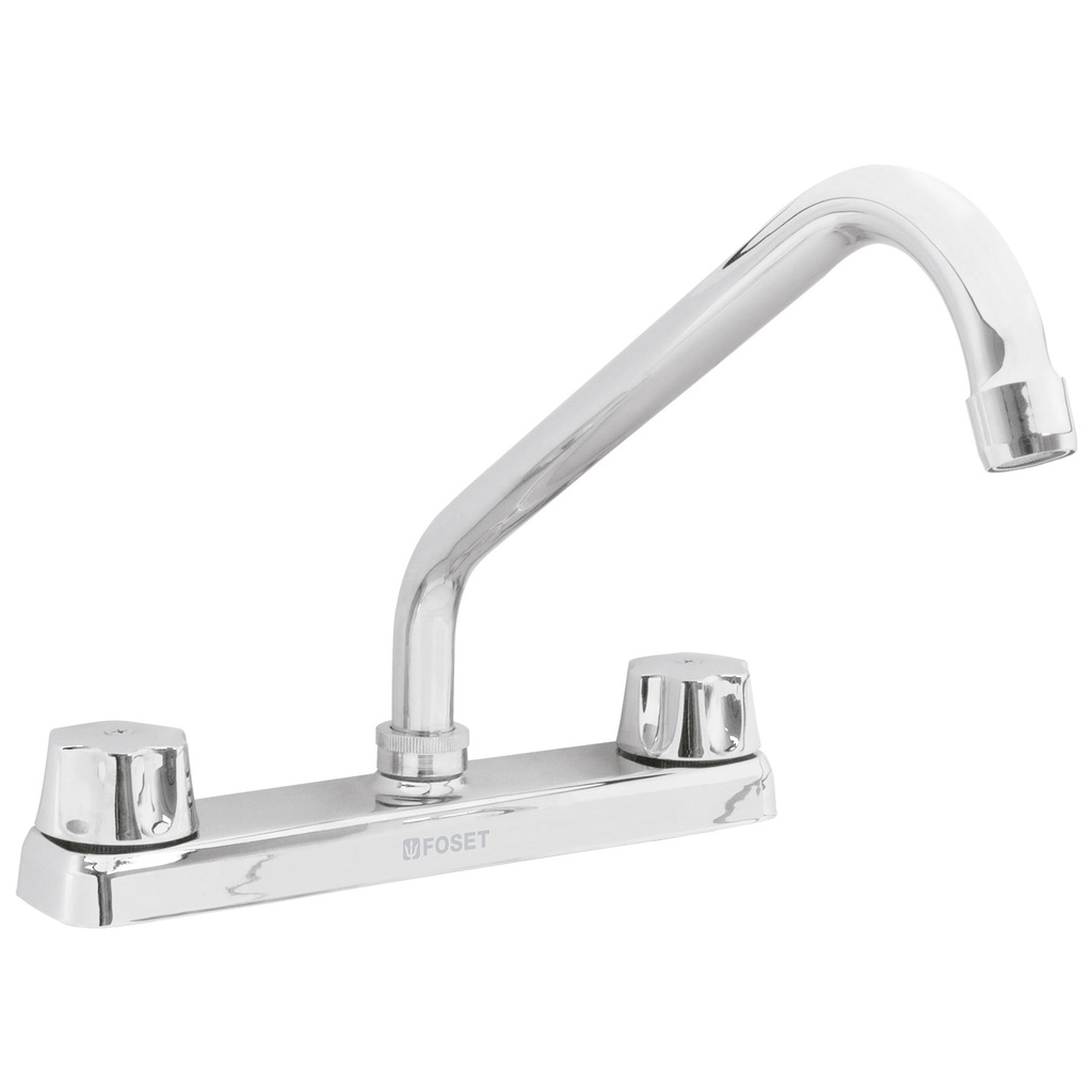 Mezcladora 8' fregadero cromo, cuello largo,compresión,BASIC