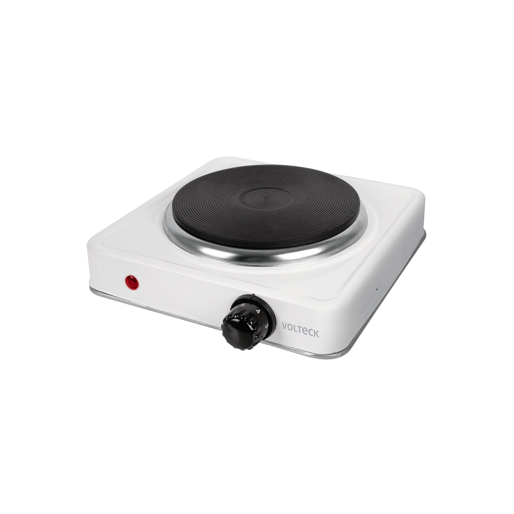 Parrilla eléctrica 1 quemador de disco, blanca, VOLTECK