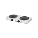 Parrilla eléctrica 2 quemadores de disco, blanca, VOLTECK