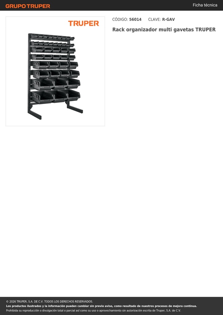 Rack organizador multi gavetas TRUPER