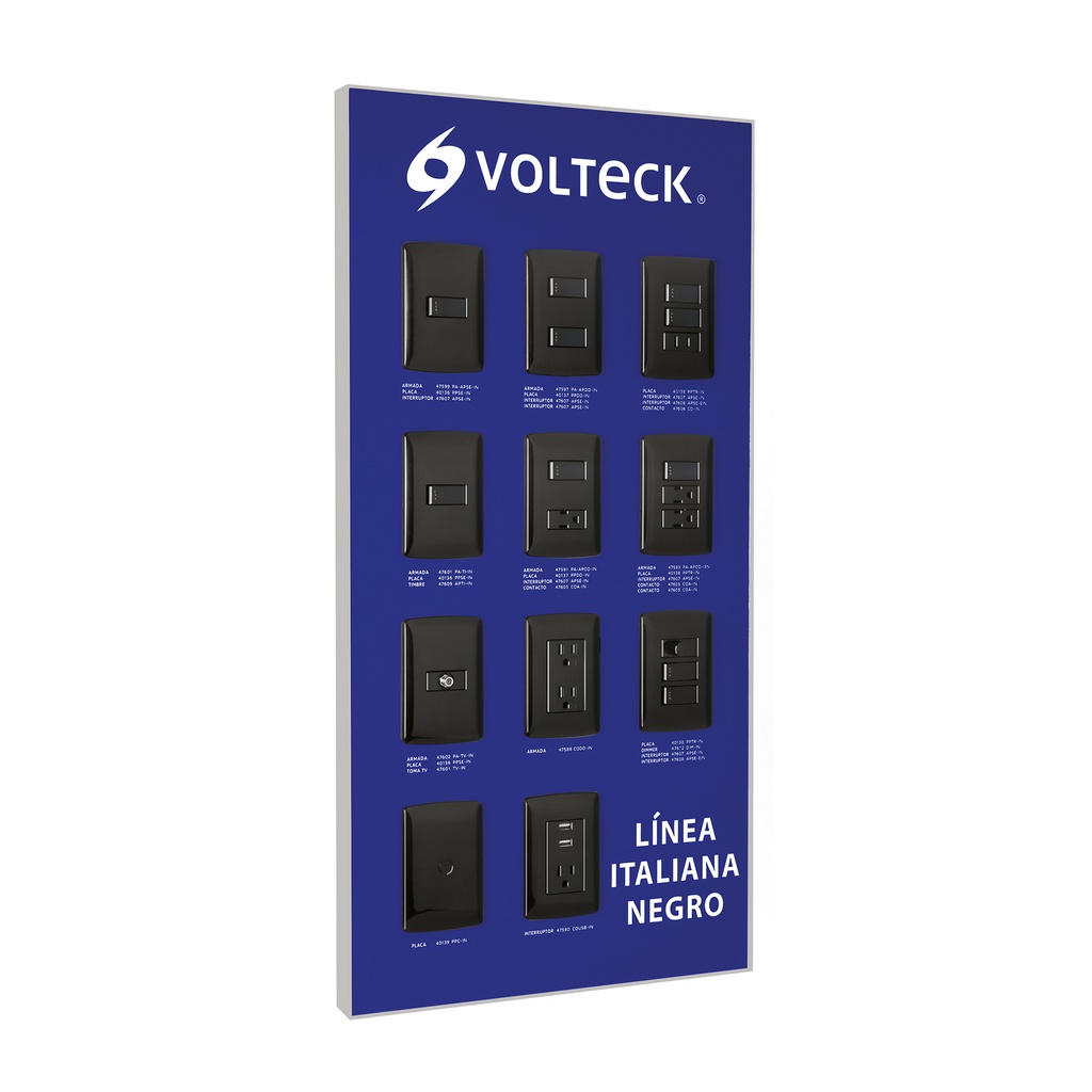 Exhibidor línea italiana negro, VOLTECK