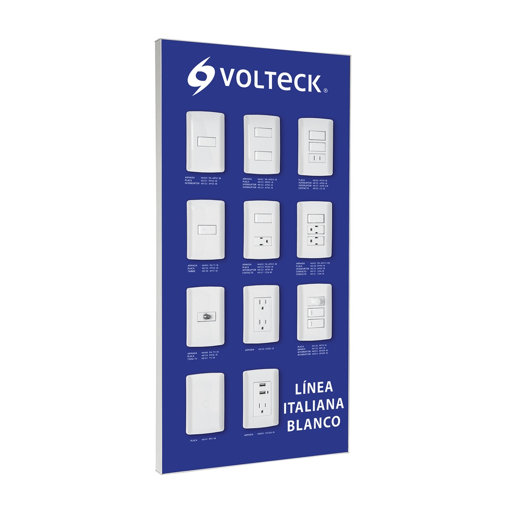 Exhibidor línea italiana blanco, VOLTECK