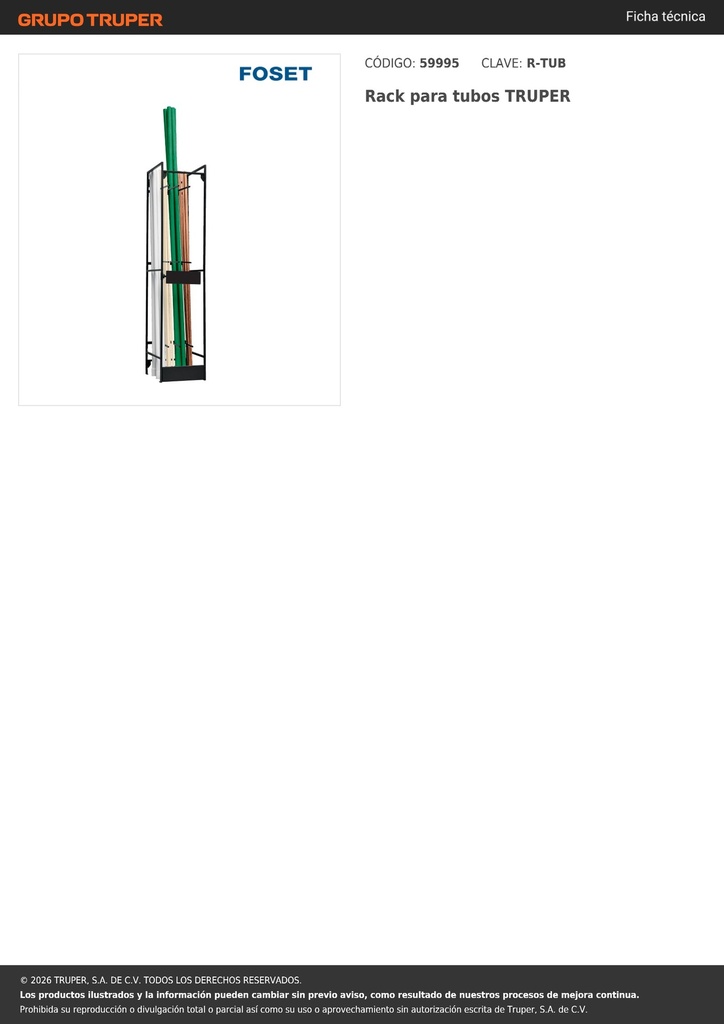 Rack para tubos TRUPER