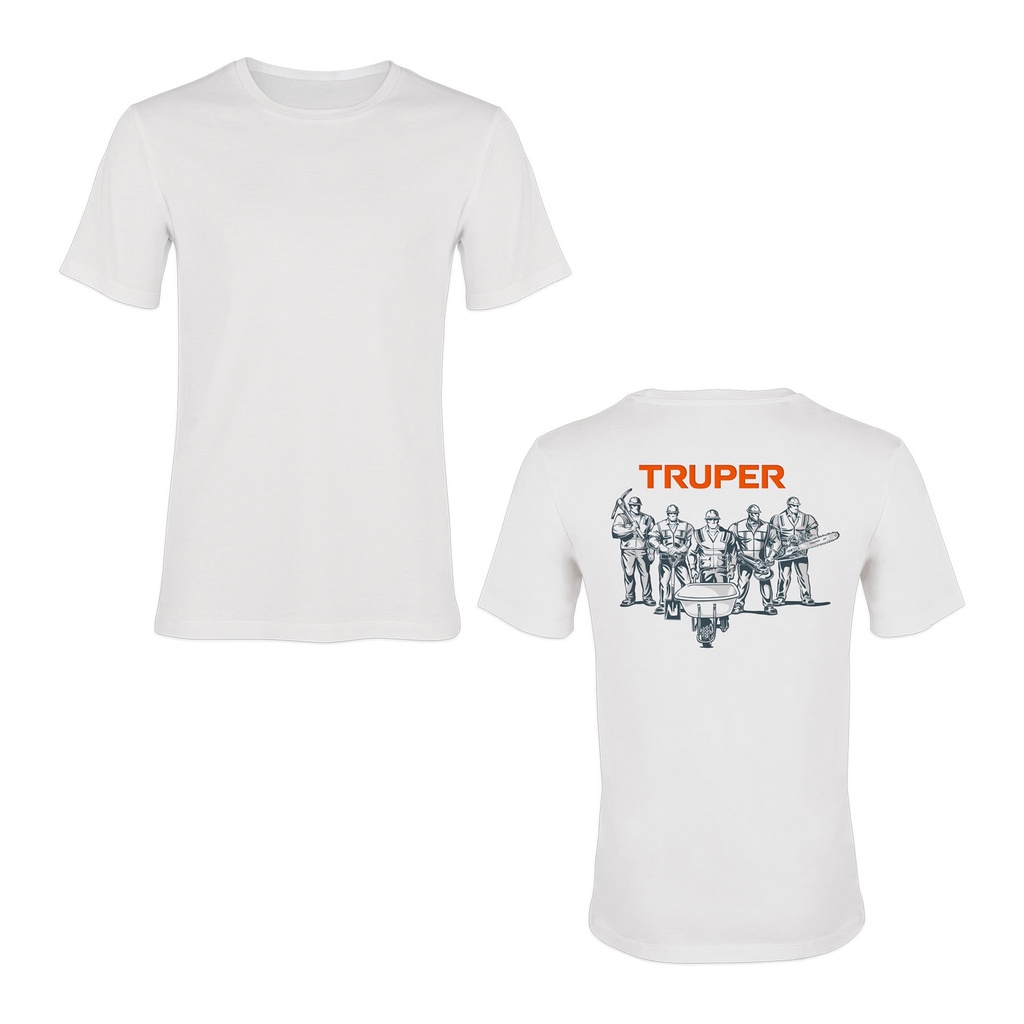 Playera cuello redondo para hombre, blanca, EG, TRUPER