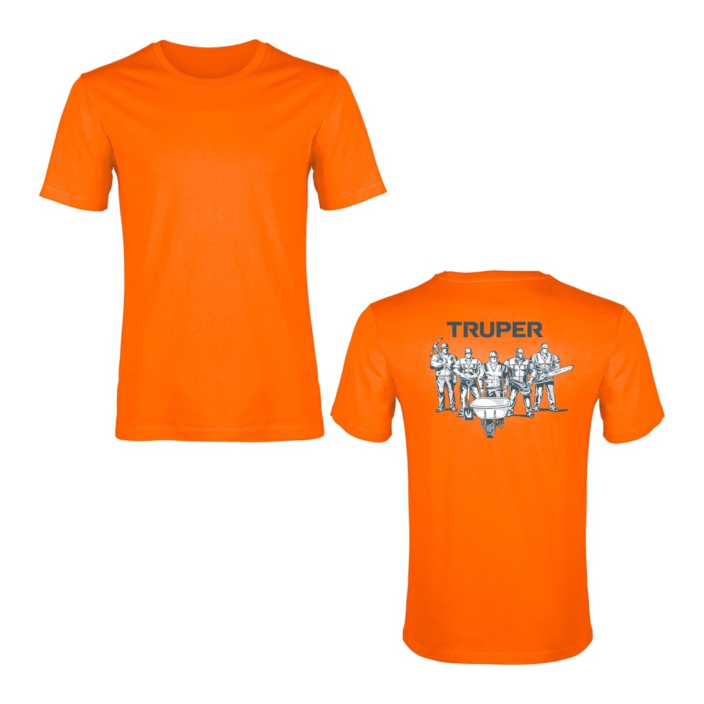 Playera cuello redondo para hombre, naranja, EG, TRUPER