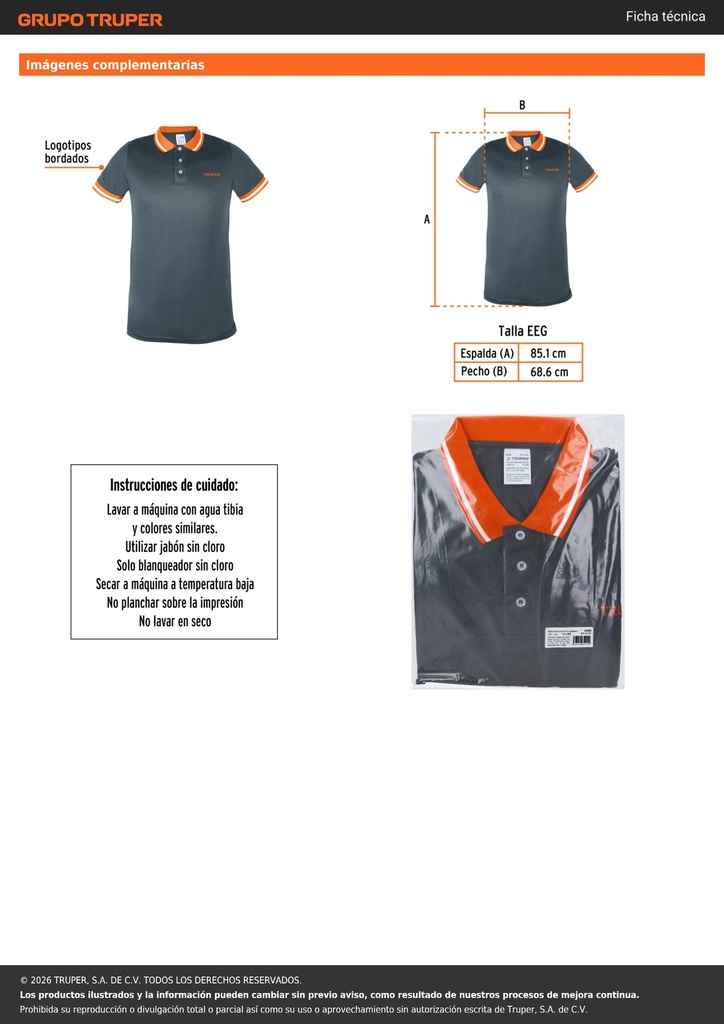 Playera polo performance para hombre, gris, EEG, TRUPER