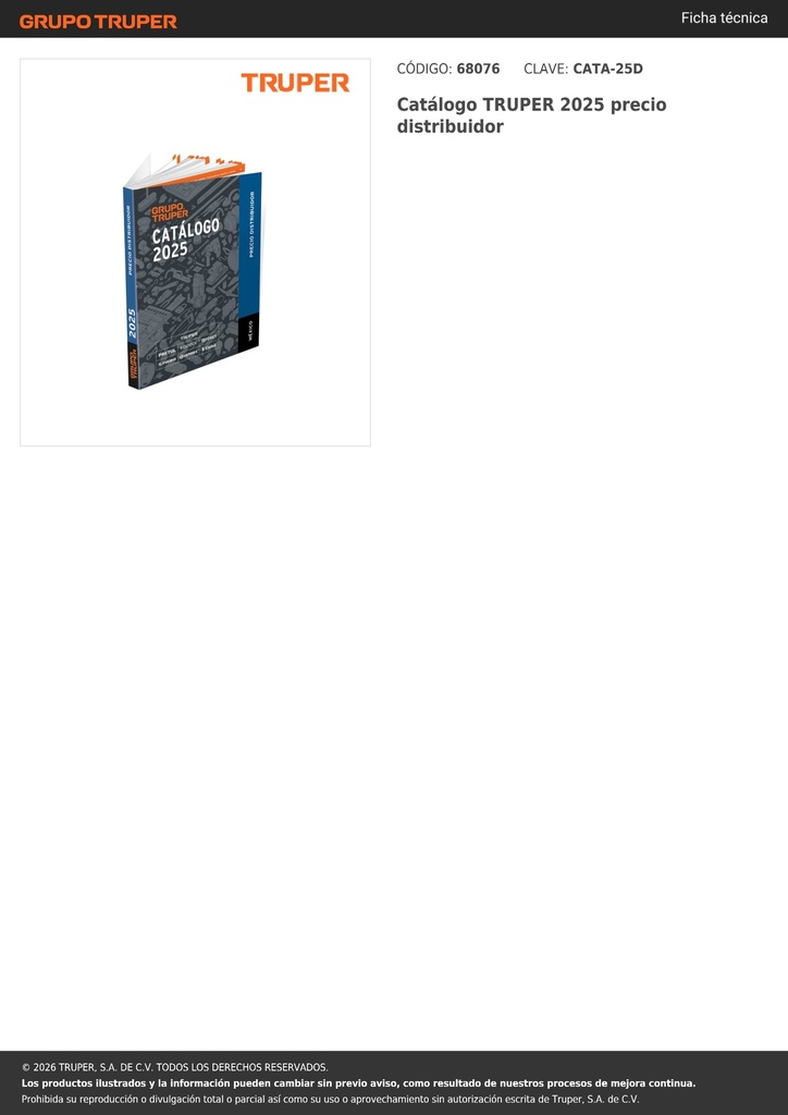 Catálogo TRUPER 2025 precio distribuidor