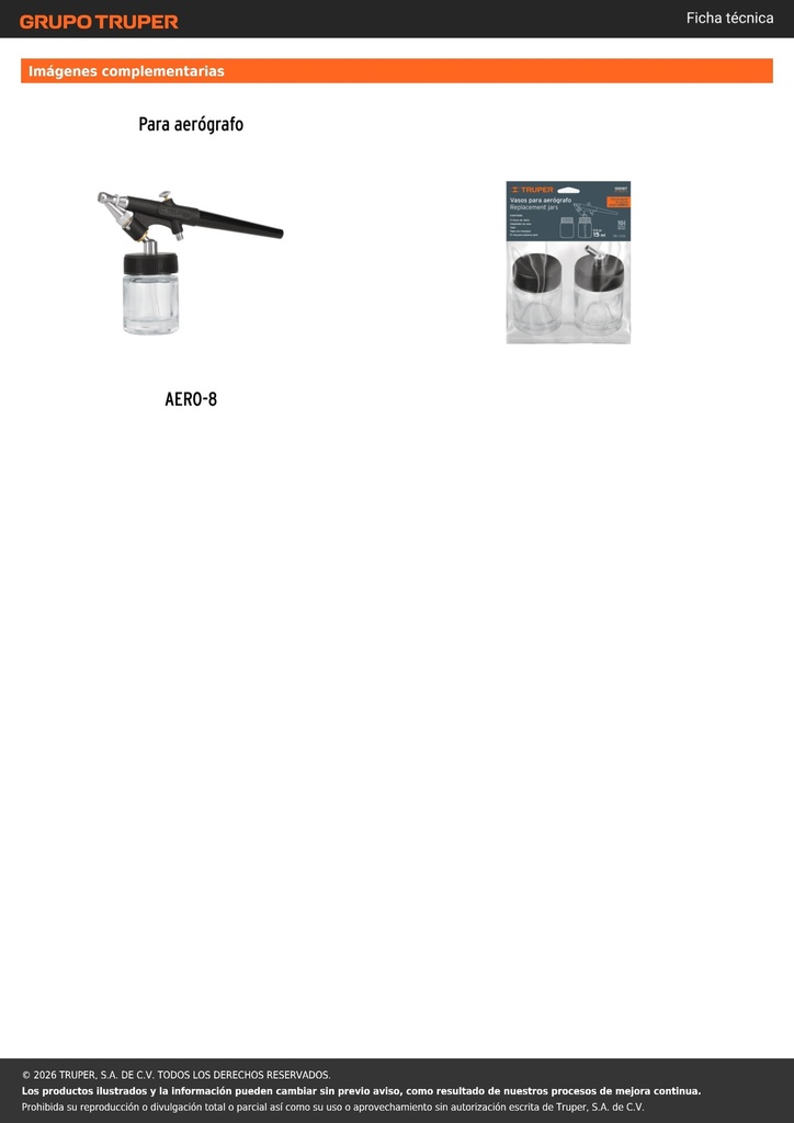 Juego de 2 vasos de 15 ml y adaptador para aerógrafo AERO-8