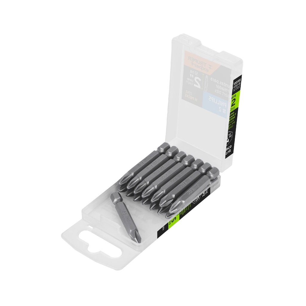 Estuche con 15 puntas de cruz PH2 largo 2', TRUPER EXPERT