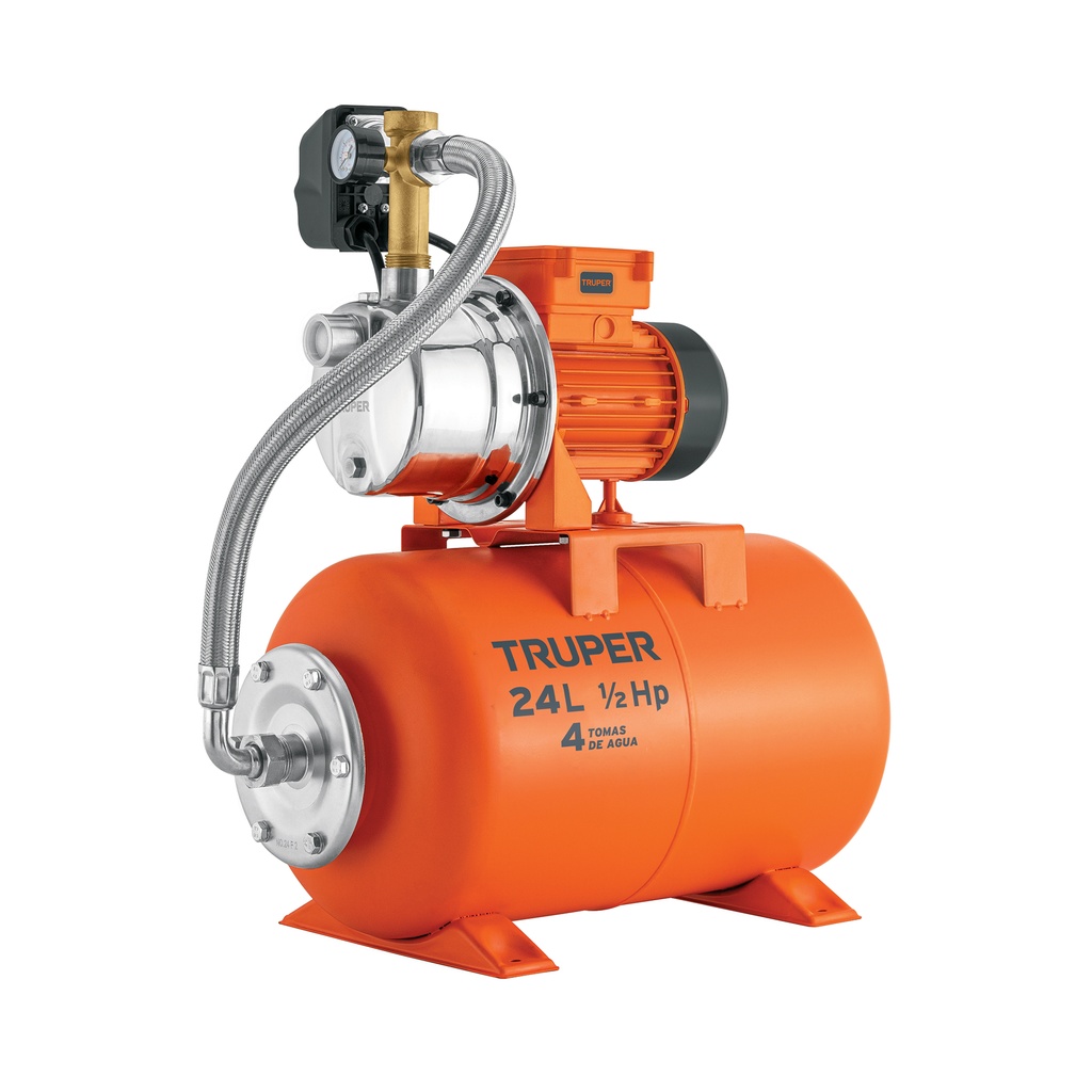 Equipo hidroneumático 24L, jet inoxidable 1/2 HP, TRUPER