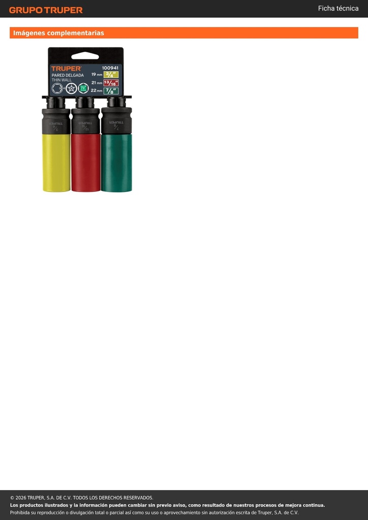 Juego 3 dados largos 1/2' impacto protección plástica 6p std