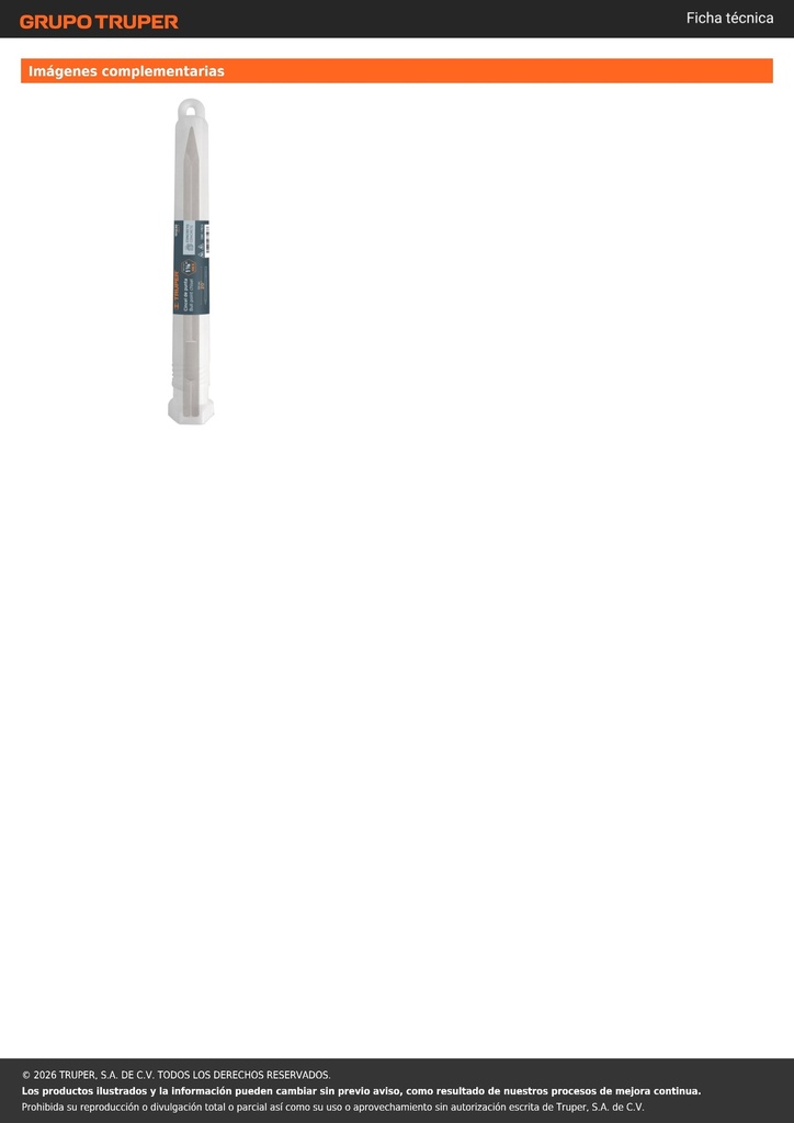 Cincel de punta zanco hexagonal de 20', TRUPER