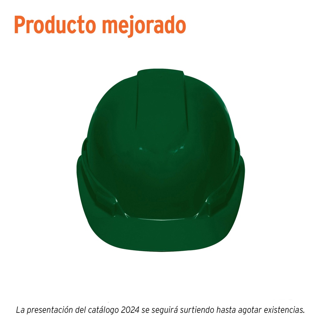 Casco de seguridad ventilado, ajuste de matraca, verde