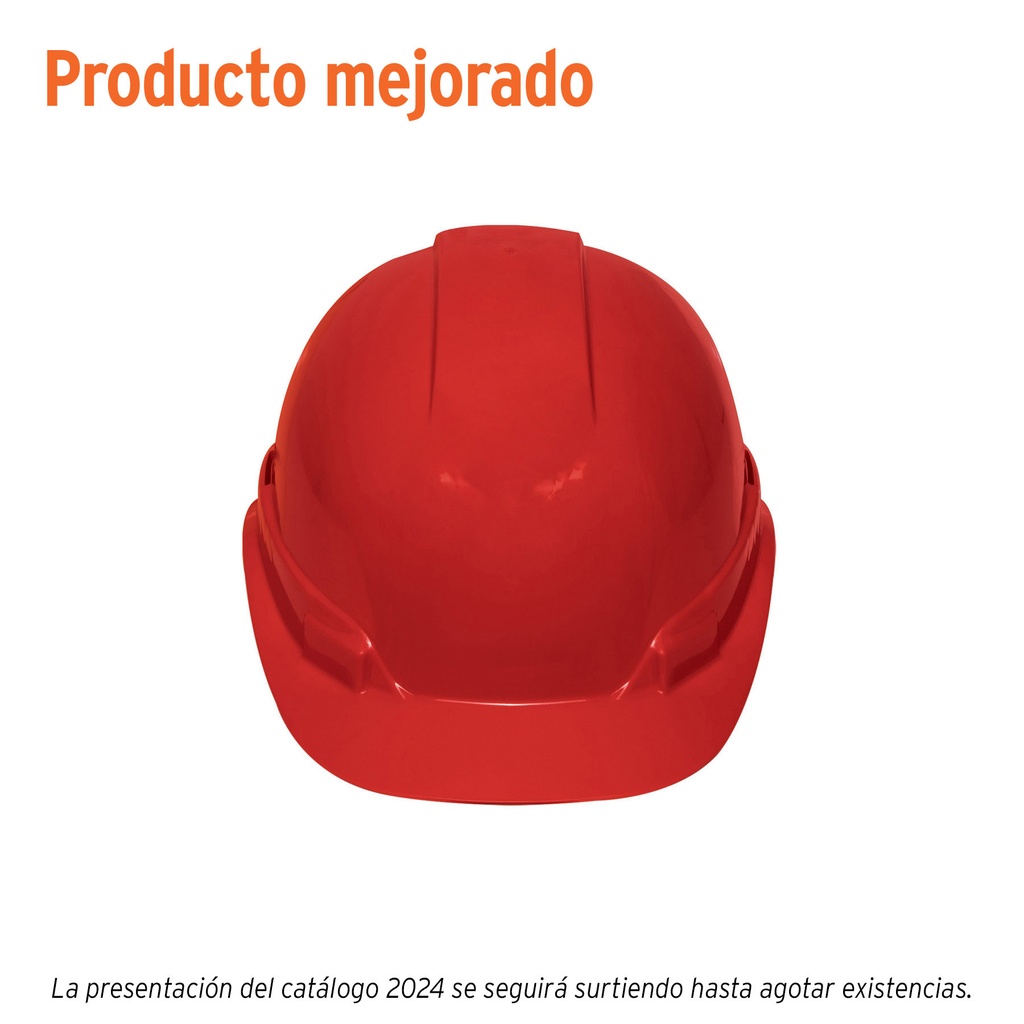 Casco de seguridad ventilado, ajuste de matraca, rojo