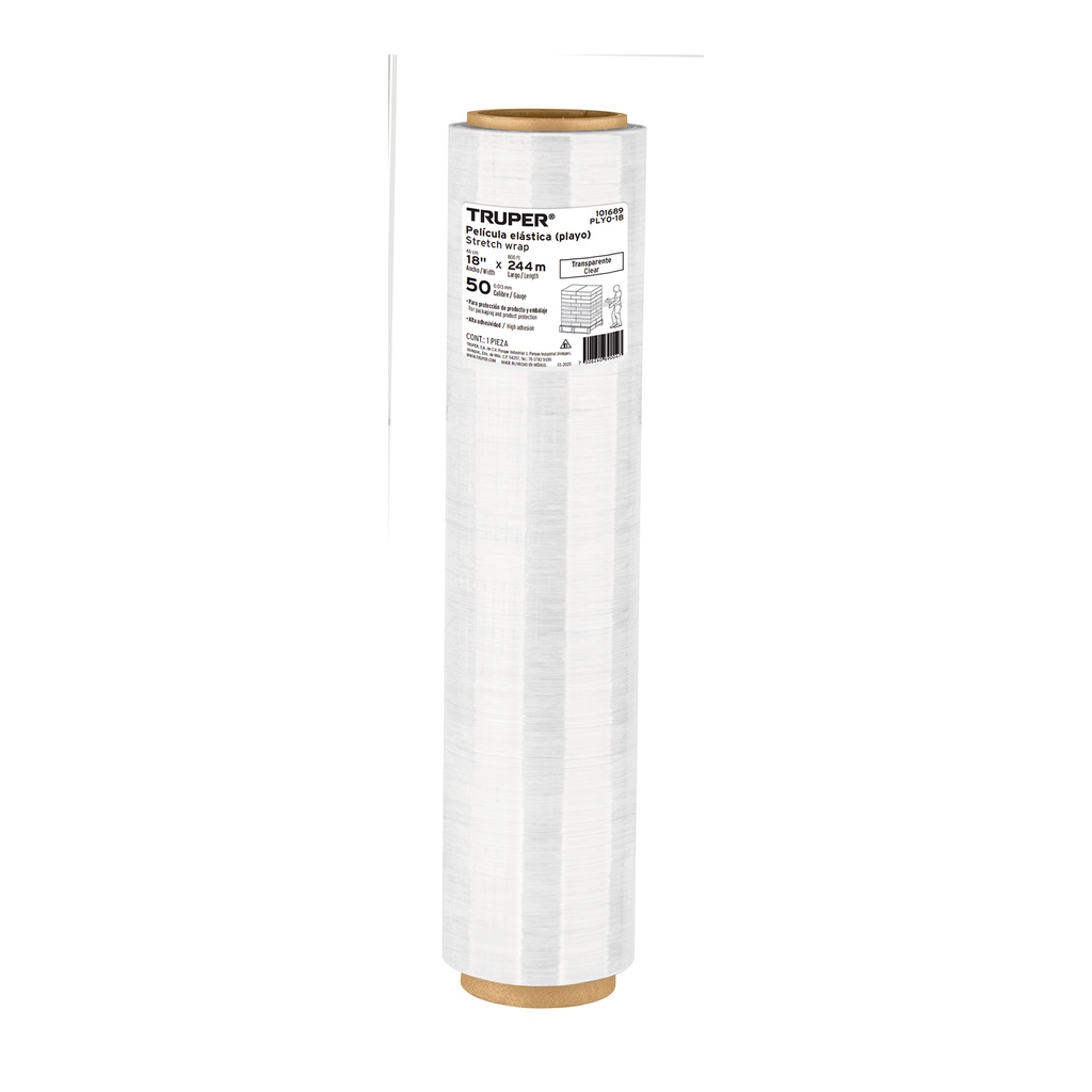 Rollo de 244m película plástica transparente playo 18' cal50