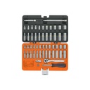 Juego de 54 herramientas cuadro 1/4' std y mm para mecánico
